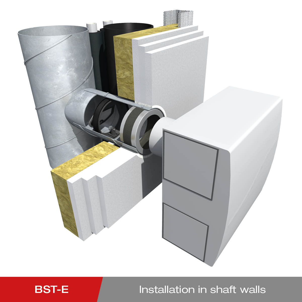 Installation - BST-E fire protection closure in shaft wall