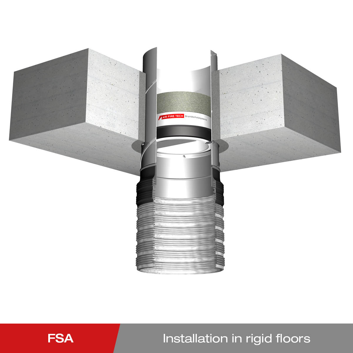 Installation - FSA fire protection closure FLI-VE Installation in solid ceiling
