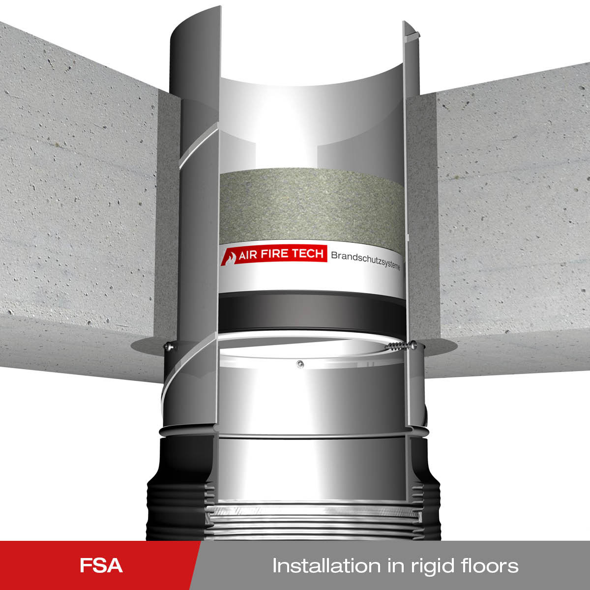 Installation - FSA fire protection closure FLI-VE Installation in solid ceiling