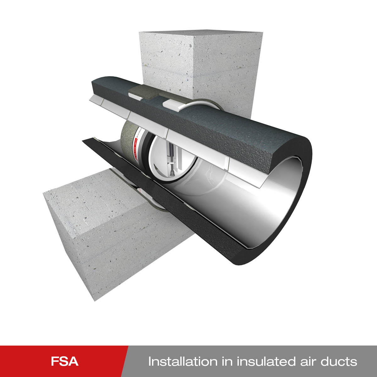 Installation - FSA fire protection closure FLI-VE Installation in solid wall