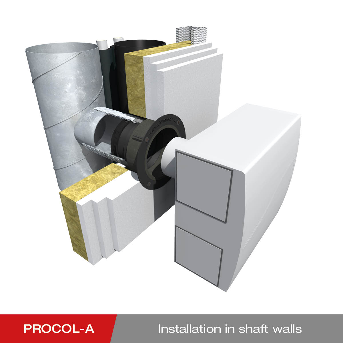 Installation - PROCOL-A fire protection closure in shaft wall