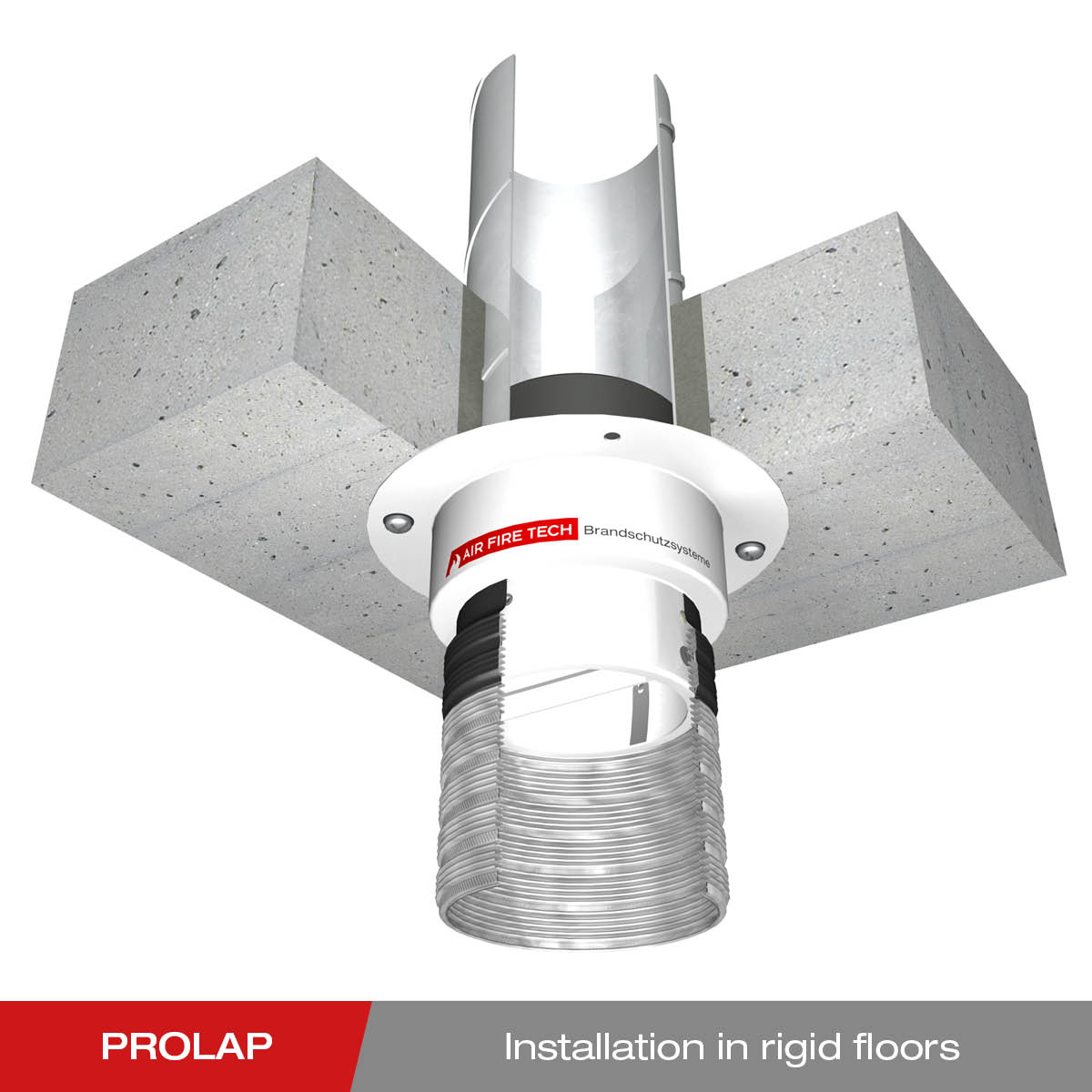 Installation fire protection closure FLI-VE PROLAP on solid ceiling