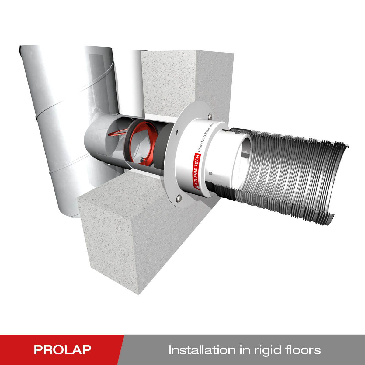 Installation fire protection closure FLI-VE PROLAP on solid wall