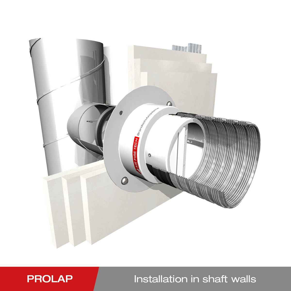 Installation fire protection closure FLI-VE PROLAP on shaft wall