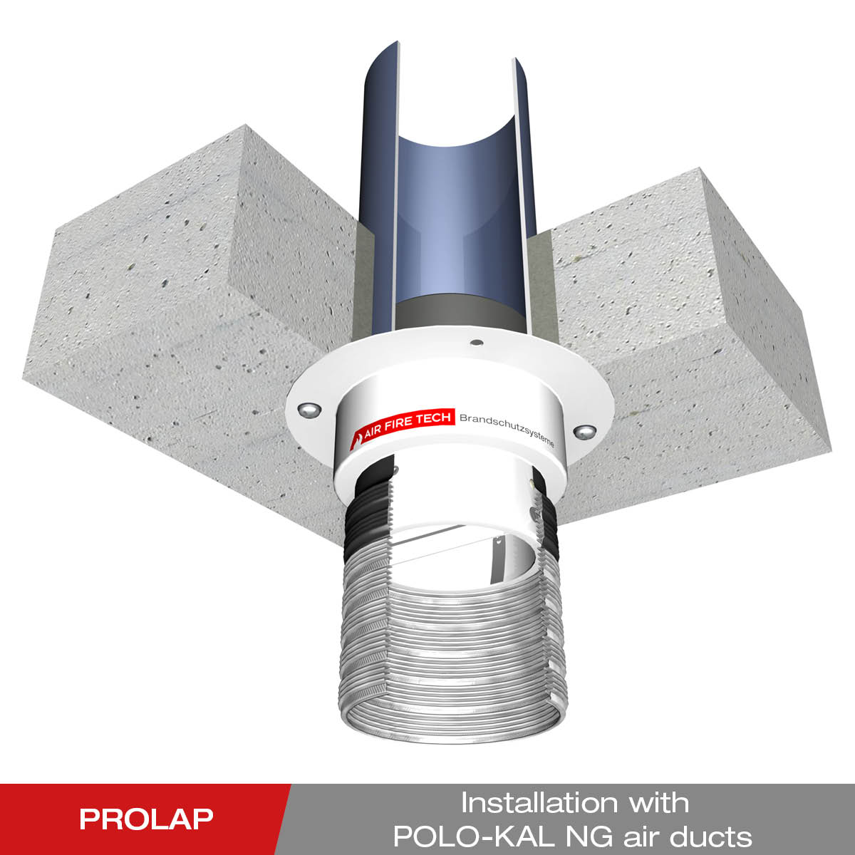 Installation fire protection closure FLI-VE PROLAP on solid ceiling