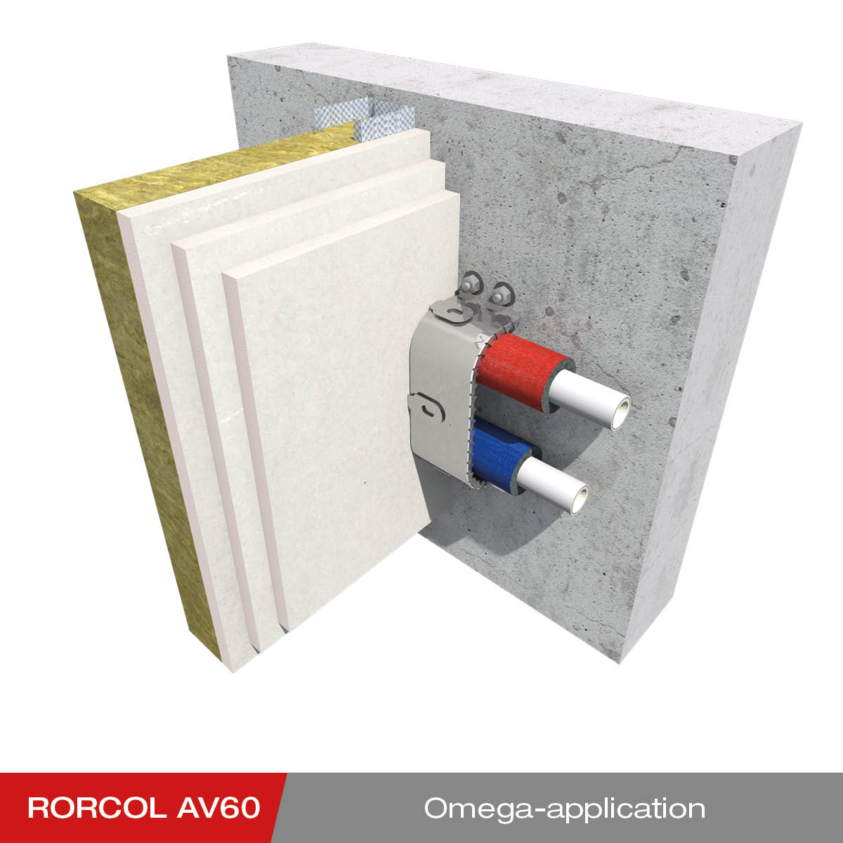 Installation - RORCOL AV60 fire protection collar as an Omega application