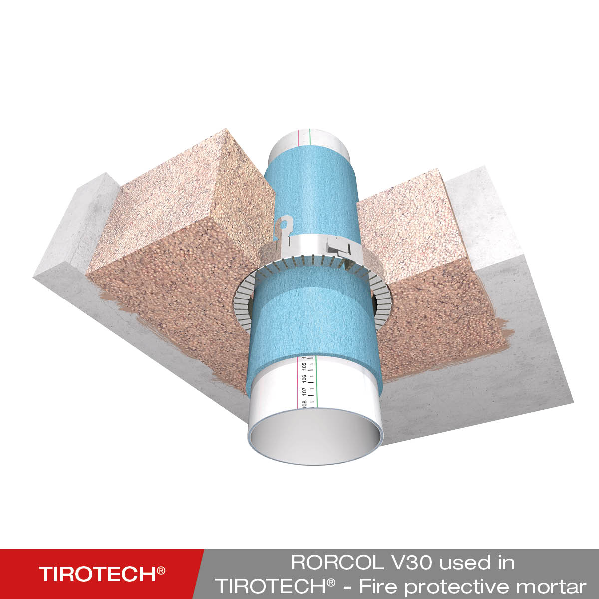 Installation - TIROTECH fire protection mortar in solid ceiling