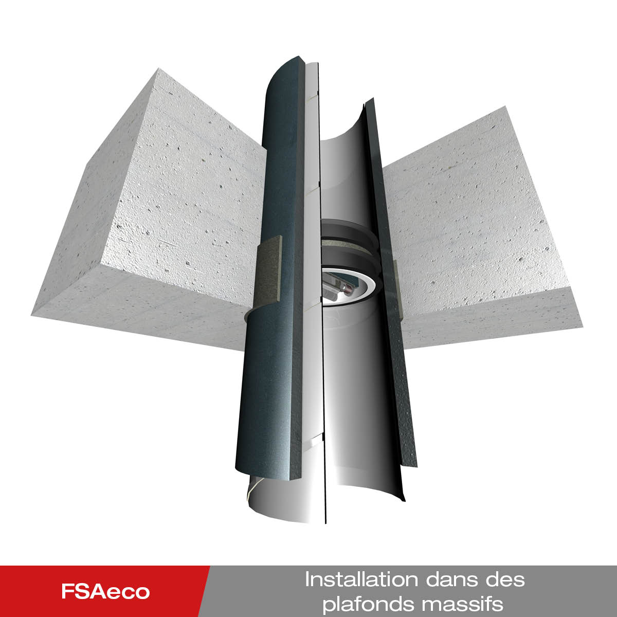 Montage - Fermeture coupe-feu FSAeco FLI-VE dans un plafond massif