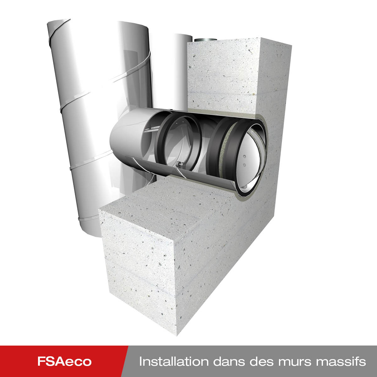 Montage - FSAeco Fermeture coupe-feu FLI-VE dans un mur massif
