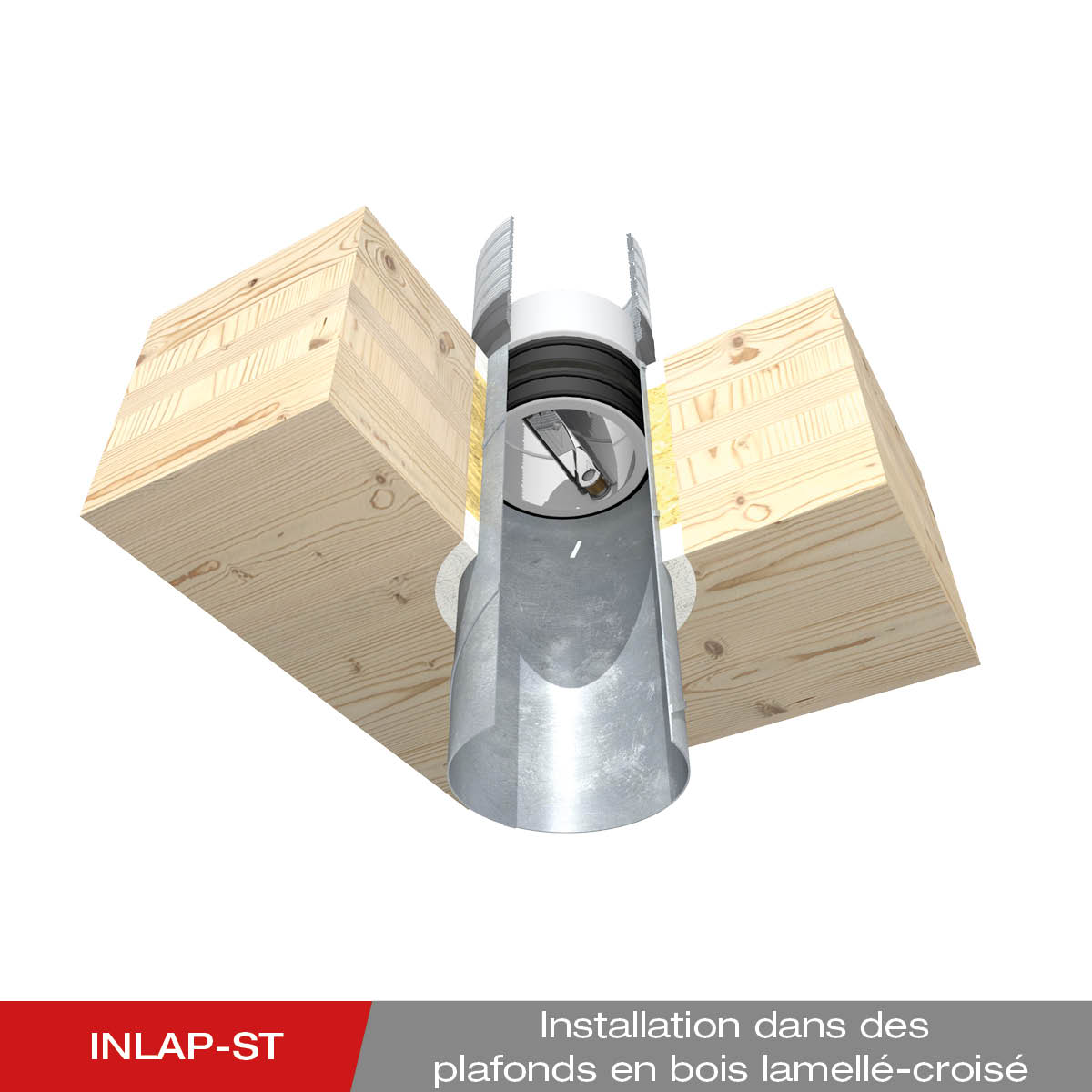 Montage - INLAP-ST dans un plafond en contreplaqué de planches