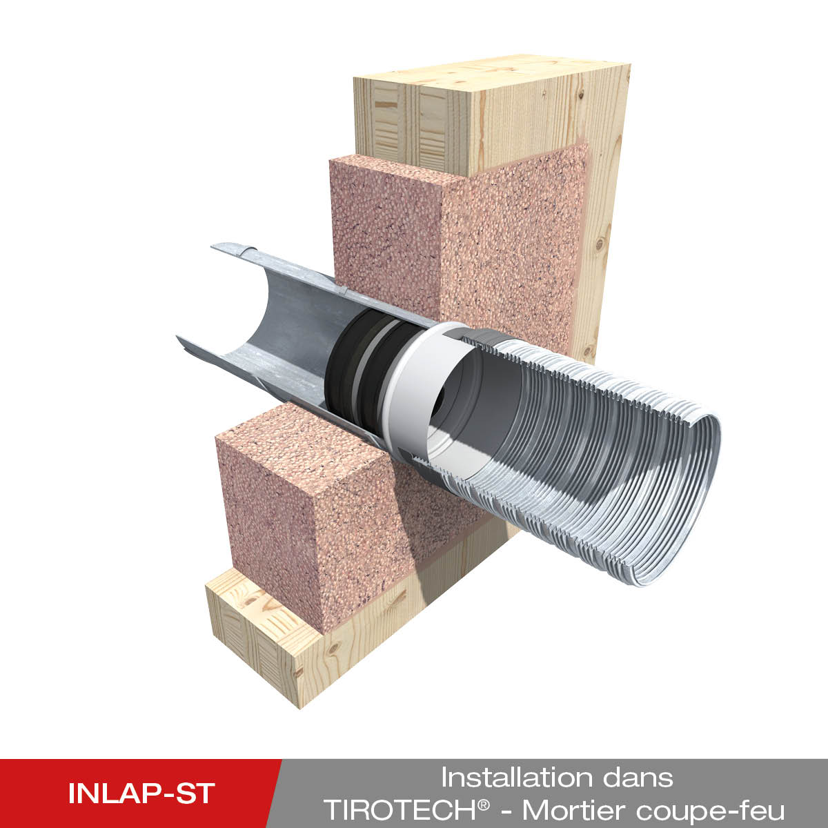 Montage - INLAP-ST dans le mortier coupe-feu TIROTECH