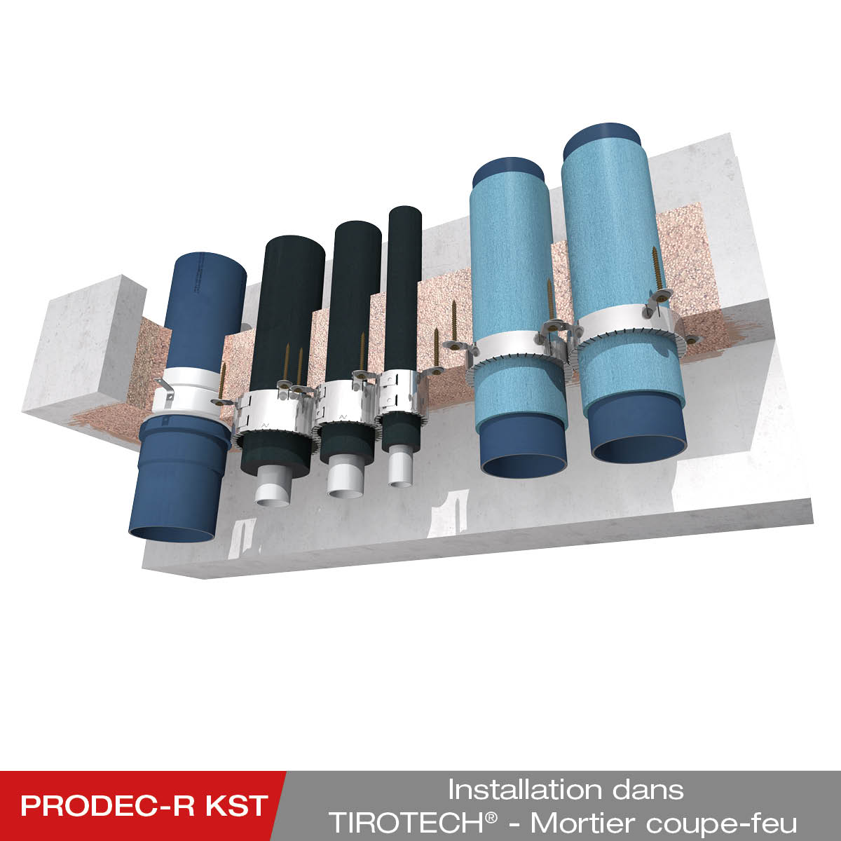 Montage - PRODEC-R KST dans le mortier coupe-feu TIROTECH
