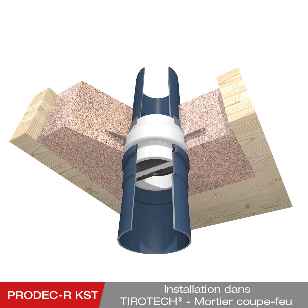 Montage - PRODEC-R KST dans le mortier coupe-feu TIROTECH