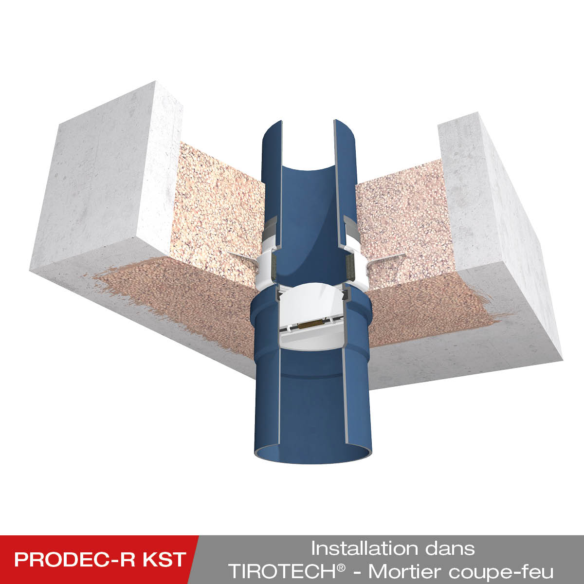Montage - PRODEC-R KST dans le mortier coupe-feu TIROTECH