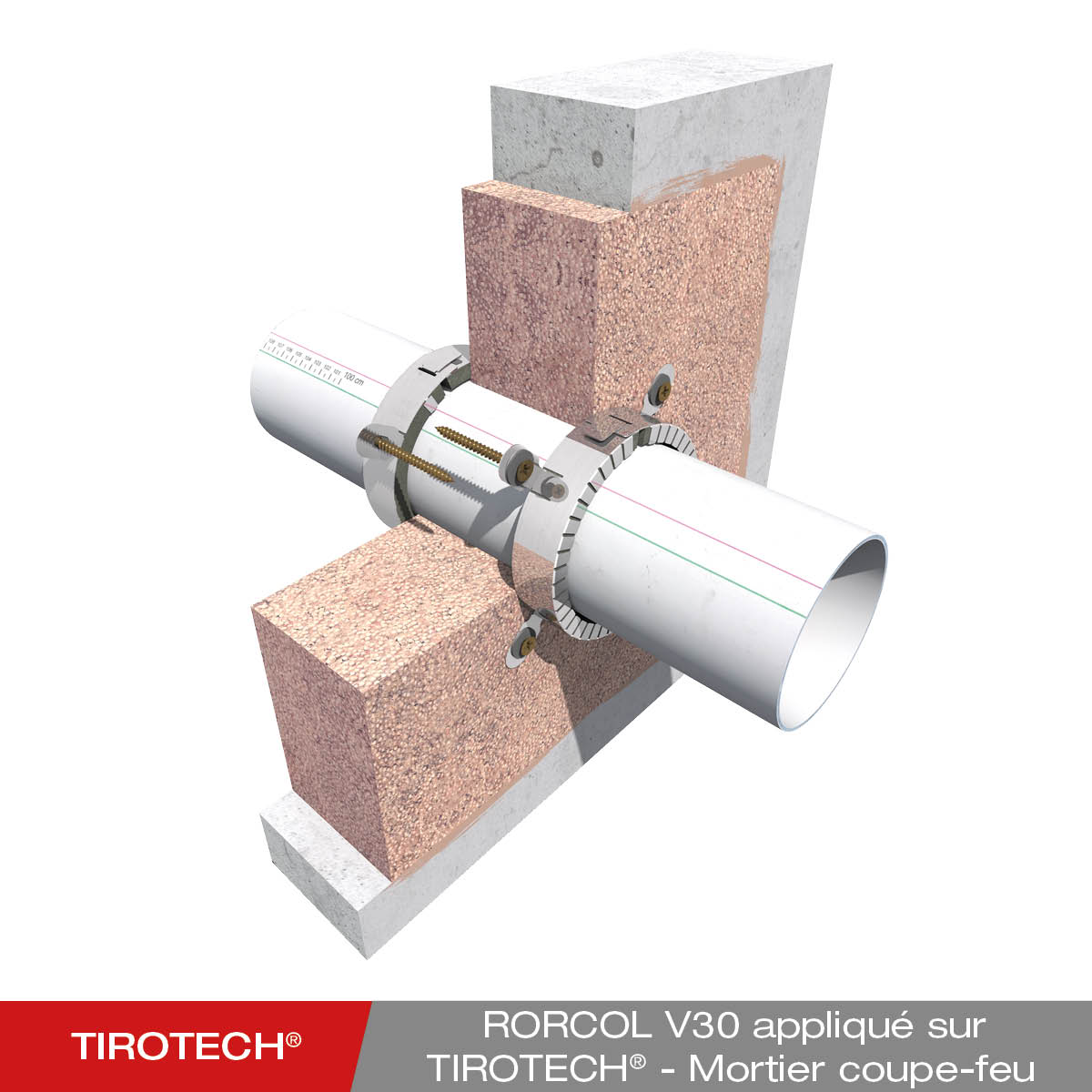 Montage - Mortier coupe-feu TIROTECH dans un mur massif