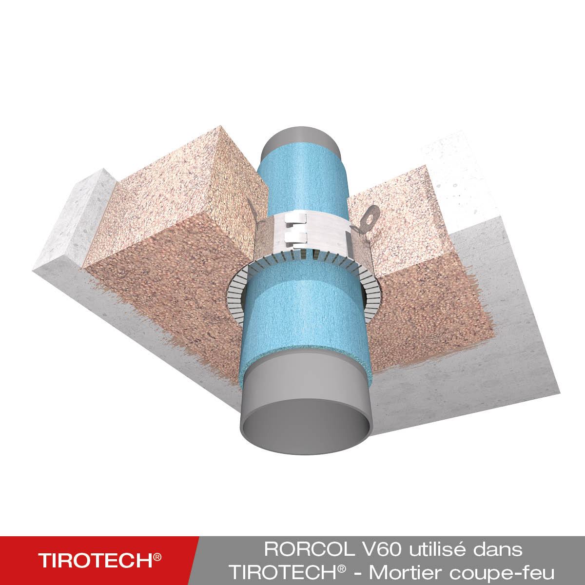 Montage - Mortier coupe-feu TIROTECH dans un plafond massif