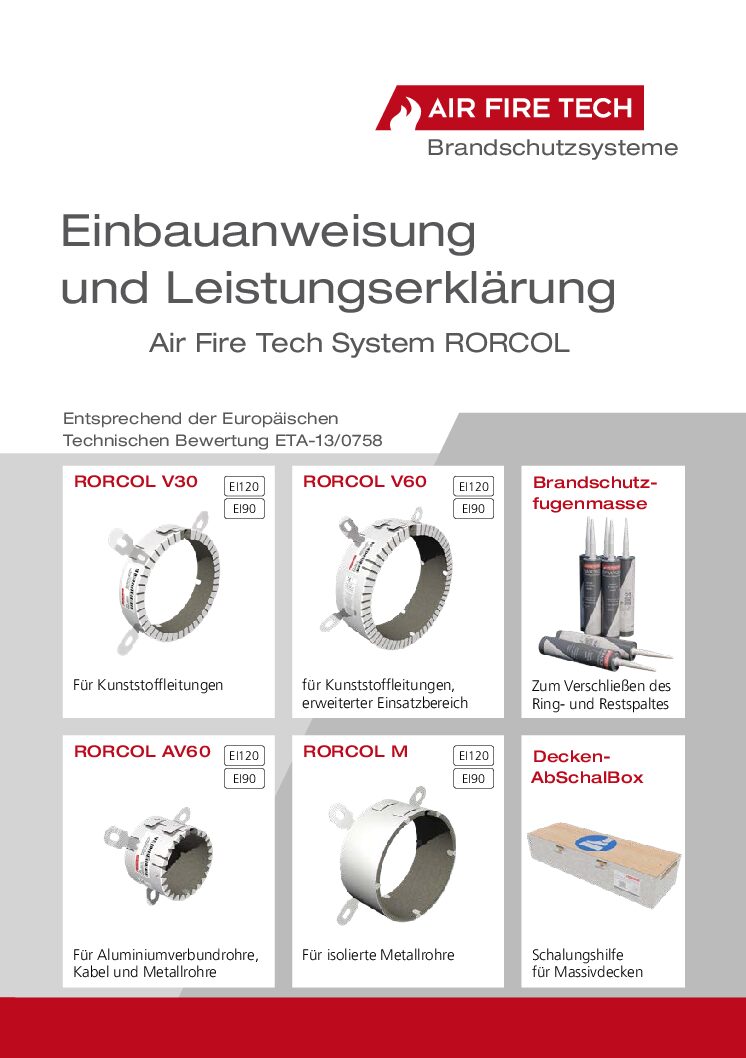 RORCOL Brandschutzmanschetten – Einbauanweisung – deutsch (12,00 MB)