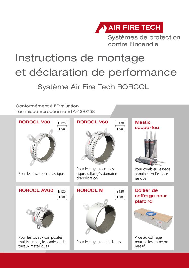 RORCOL Manchettes coupe-feu – Instructions de montage – français (13 MB)